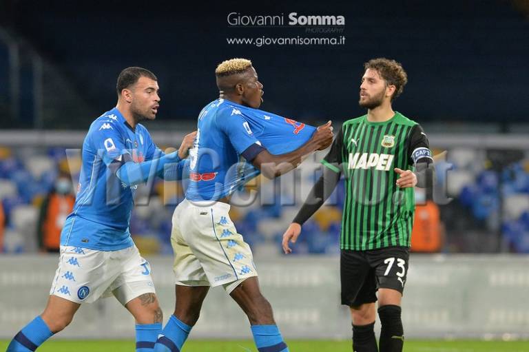 Napoli-Sassuolo, la partita in scatti: delusione e nervosismo tra gli azzurri