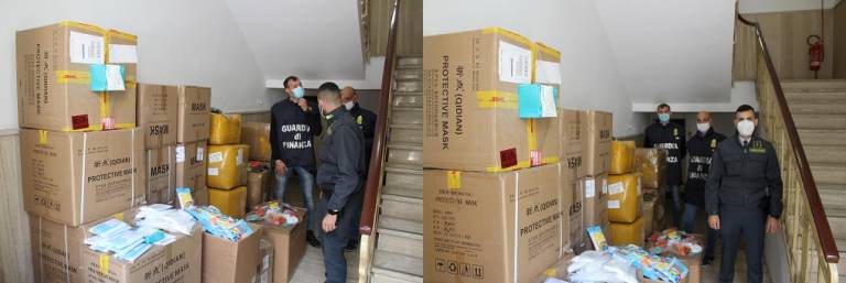 Sequestrate oltre 100.000 D.P.I. (mascherine chirurgiche e guanti in lattice)