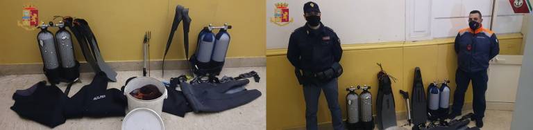 Pesca illegale. La Polizia di Stato denuncia e sanziona due sub