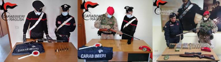 Tre arresti e una denuncia. Sequestrati 9 armi e circa 400 munizioni