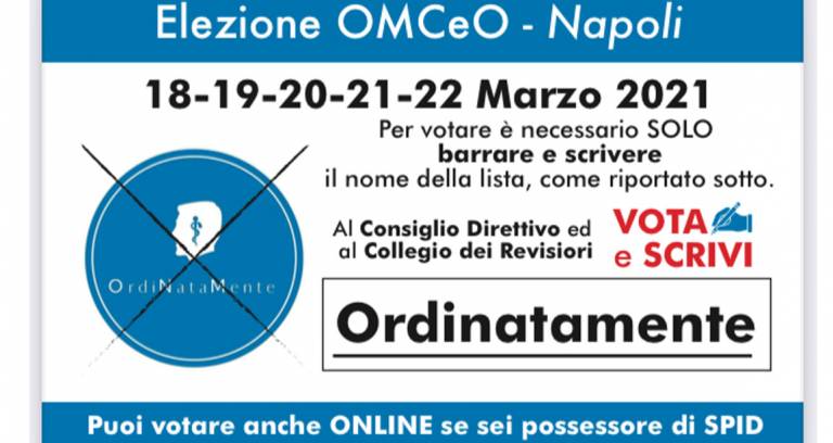 Ordinatamente, candidati elezioni Ordine Medici Chirurghi e Odontoiatri NA