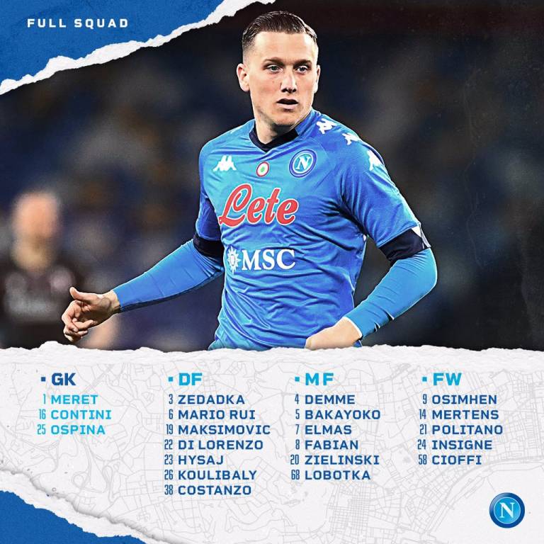 Napoli, diramata la lista dei convocati: out Lozano e Manolas