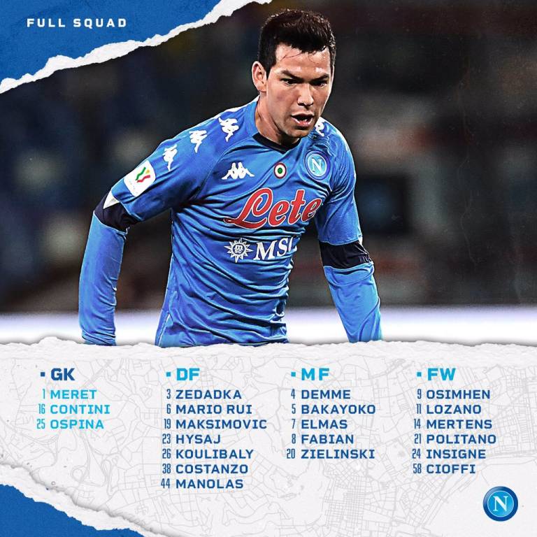 Napoli, diramata la lista dei convocati per la Roma: torna Lozano!