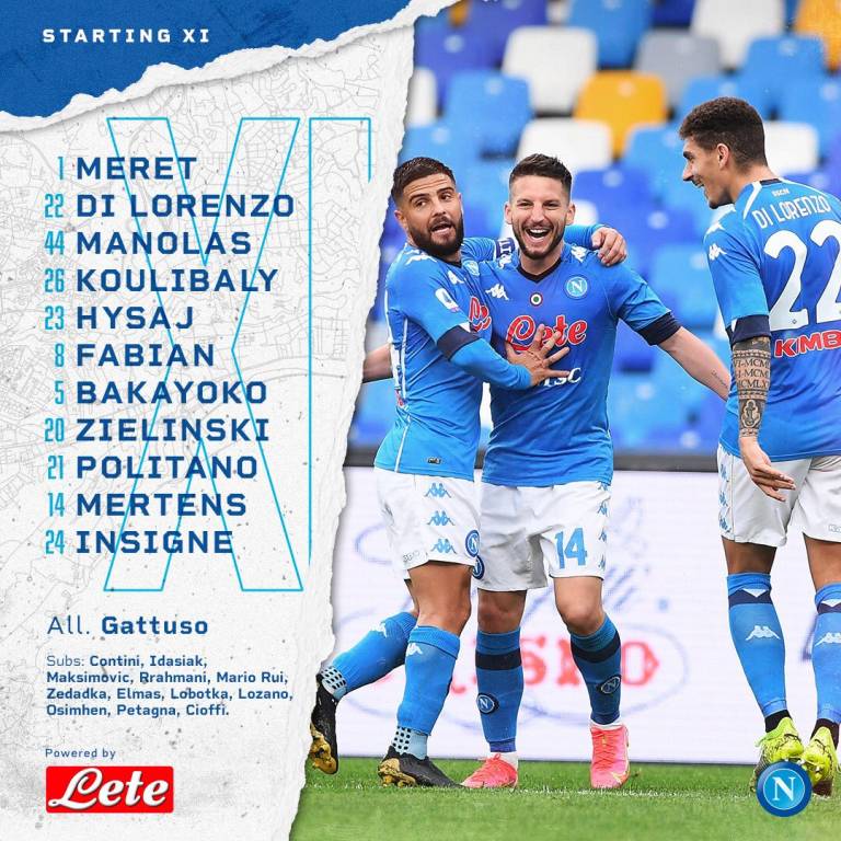Napoli-Lazio, le formazioni ufficiali: ci sono Mertens e Politano