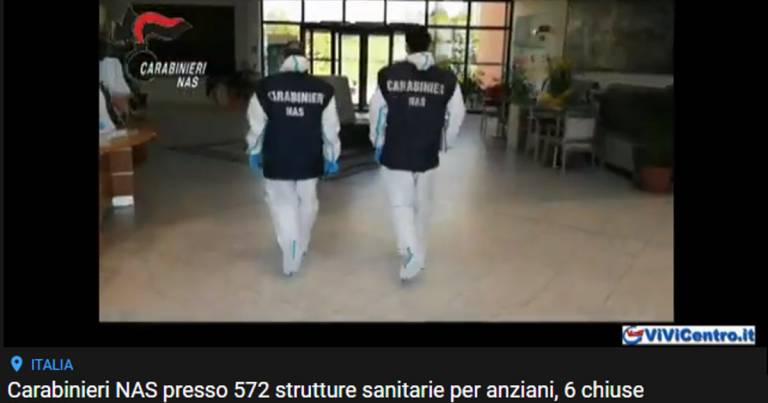 Carabinieri NAS presso 572 strutture sanitarie per anziani: 6 chiuse
