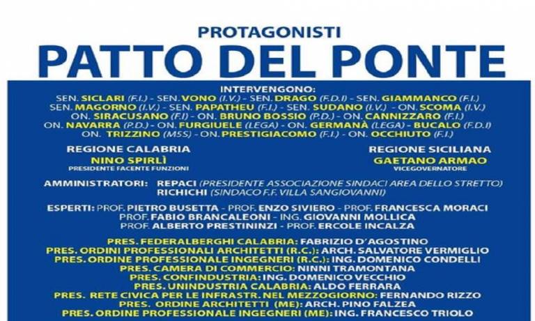 Forze politiche trasversali unite sul Ponte. Investire al Sud creando sviluppo e lavoro