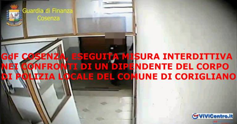 Misura interdittiva per un dipendente di Polizia a Corigliano Rossano