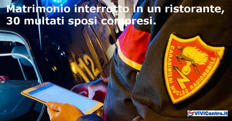 Matrimonio interrotto in un ristorante, 30 multati sposi compresi.