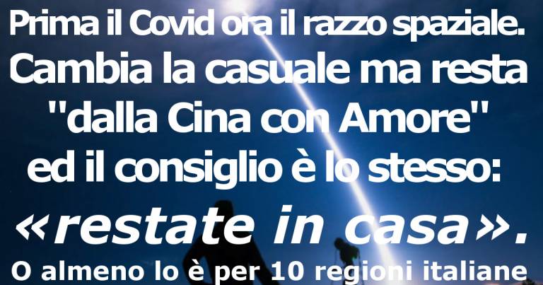 Prima il Covid ora il razzo, e sembra nuovamente dalla Cina con amore