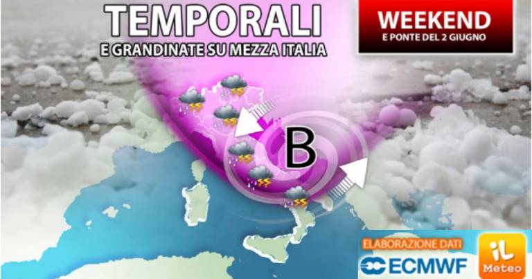 Weekend e Ponte 2 giugno rovinati da Forti temporali e grandinate