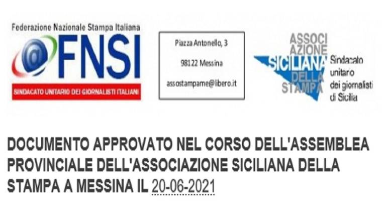 I giornalisti messinesi si uniscono a quelli siciliani e italiani a tutela della dignità professionale