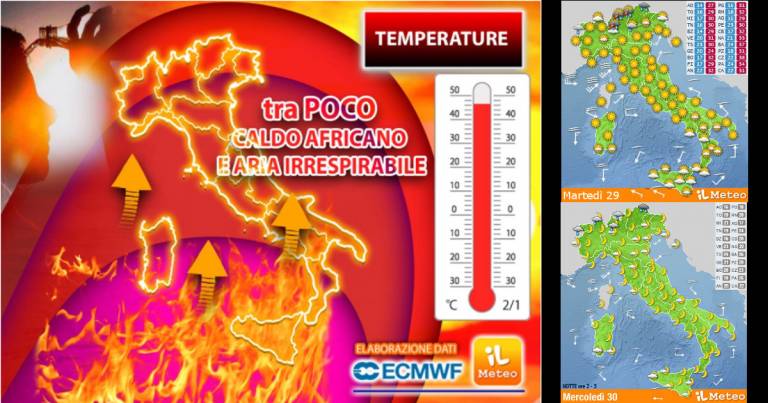 Meteo 29 giugno 2021: tra poco Caldo Africano e aria irrespirabile