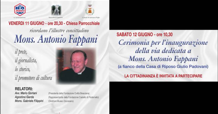 11 Giugno 2021: Ome ricorda il concittadino Mons. Antonio Fappani