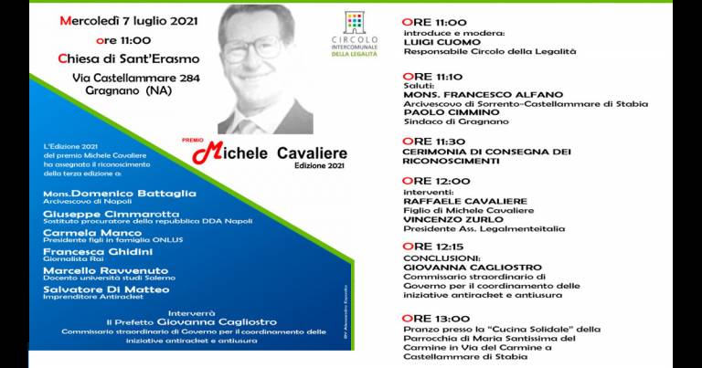 Castellammare di Stabia, il Premio Michele Cavaliere torna il 7 luglio