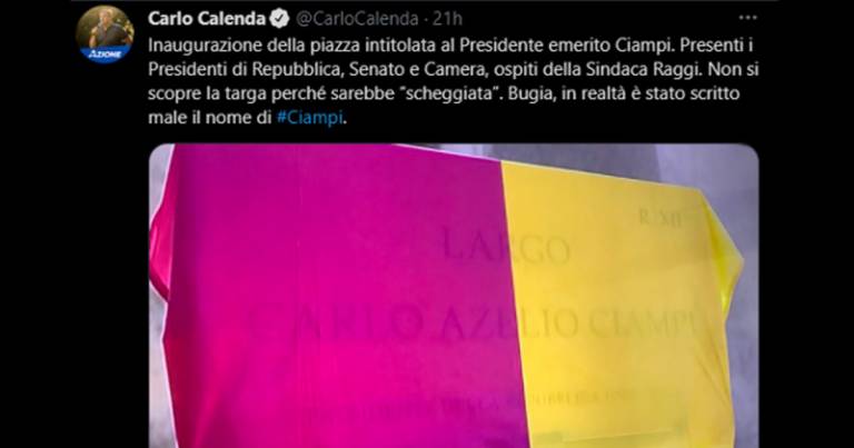 Targa in ricordo del Presidente Ciampi sbaliata. Pardon: sbagliata VIDEO