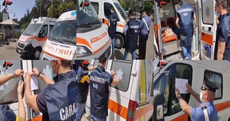 Tre ambulanze private sono state sequestrate dai Carabinieri del Nas