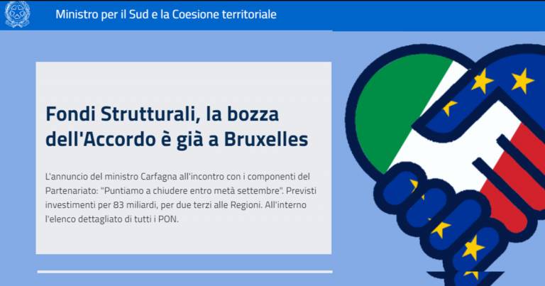 Carfagna: la bozza d’Accordo sui Fondi Strutturali è già a Bruxelles