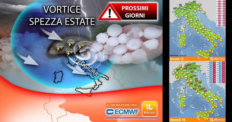 Ciclone sull’Italia: temporali e scivolone dei termometri, fino a 12°C