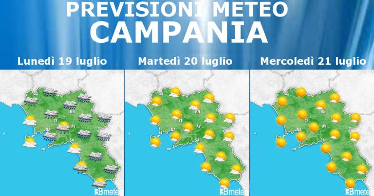 Meteo 19-21 Luglio Campania – Napoli: Lento miglioramento da oggi