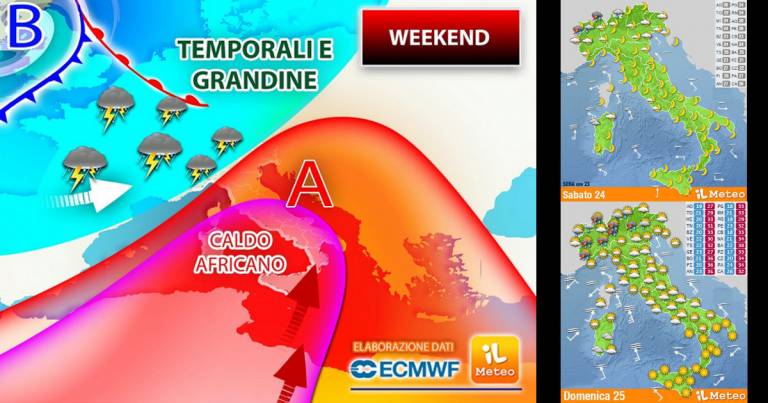 Meteo 24-29 luglio: weekend incandescente ma anche temporali violenti
