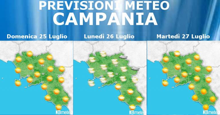 Meteo Campania 25-27 Luglio: nuvolosità alta e stratiforme