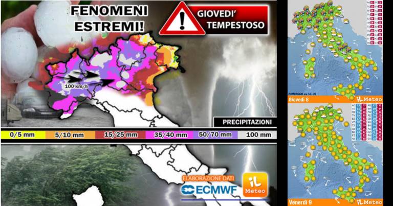 Giovedì con Meteo estremo, in arrivo Temporali Violenti, Grandine e…