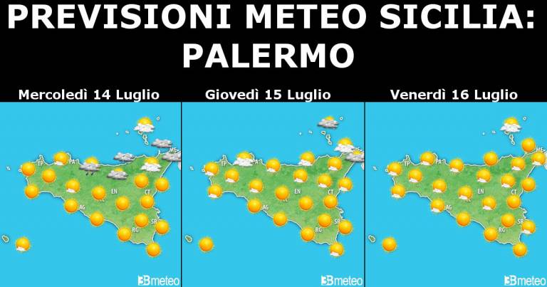 Meteo Sicilia 14-15-16 luglio: Alta pressione ma caldo sopportabile