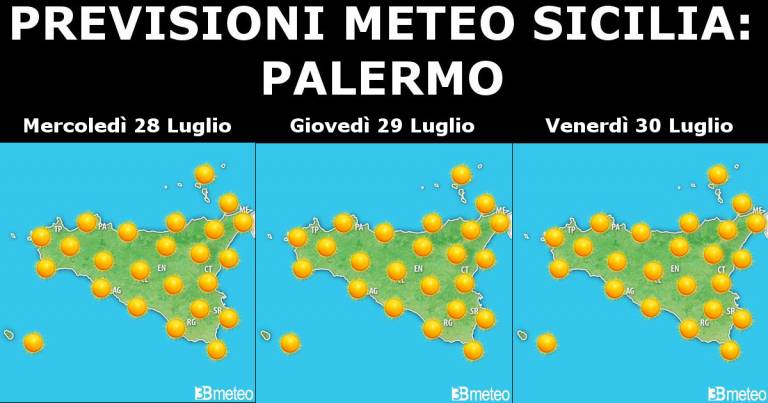 Meteo Sicilia 28-30 Luglio: temperature tra i  35 e i 40°C