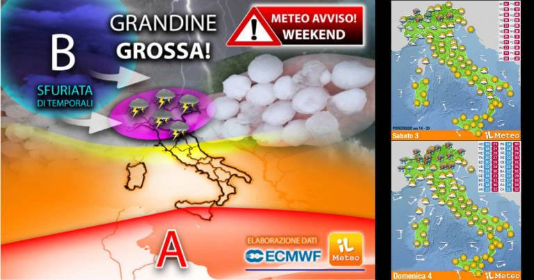 Meteo Weekend 3-4 luglio: Sfuriata di temporali, poi 2° ondata di caldo