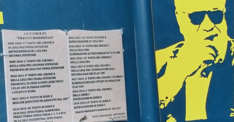 Juve Stabia, un murales della Curva Sud per l’ex presidente Manniello