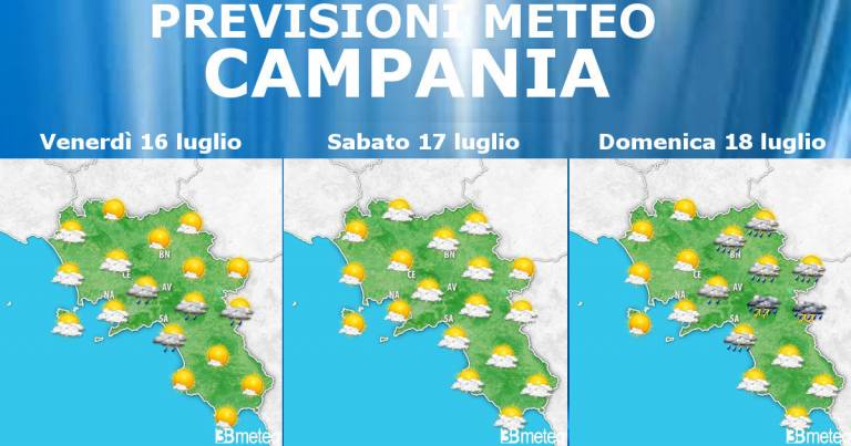 Meteo Campania – Napoli 16-17-18 luglio: giornate più variabili