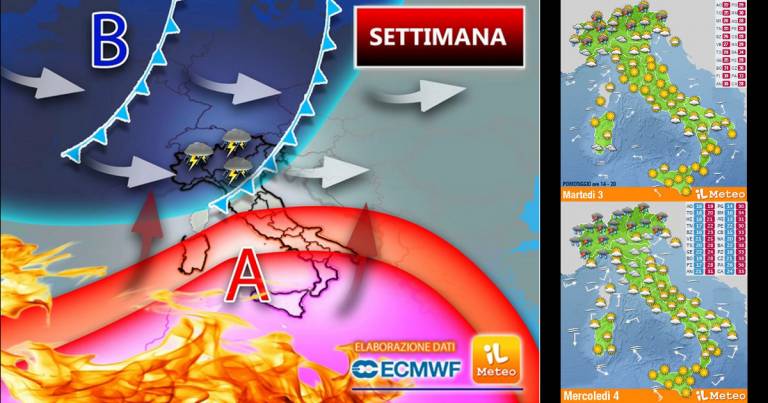 Meteo 3-8 Agosto: Calo temperature al Nord; Situazione opposta al Sud