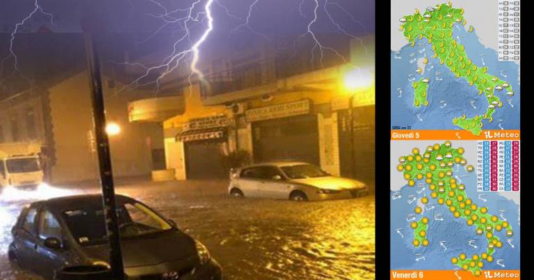 Meteo 5-10 Agosto. Nuova raffica di temporali con Grandine al nord, caldo a 43°C al Sud