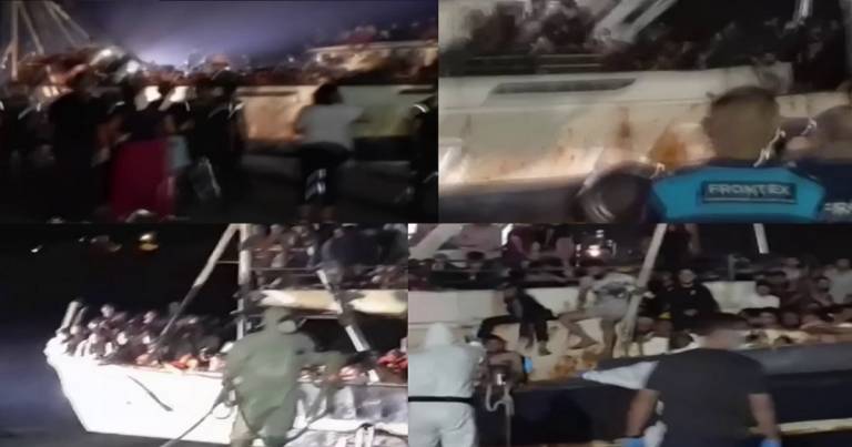 500 migranti circa sono arrivati a Lampedusa con un vecchio peschereccio in ferro