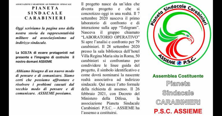 Progetto rivoluzionario tra Carabinieri: nasce PSC Assieme