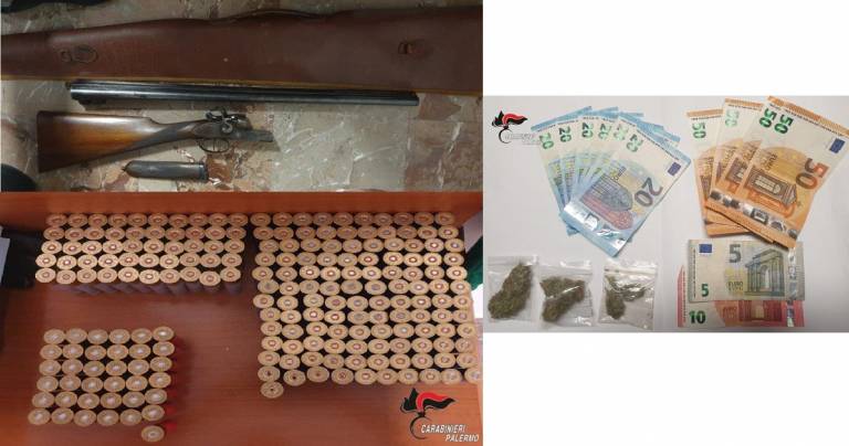 21enne ai domiciliari per spaccio e detenzione fucile con 250 munizioni