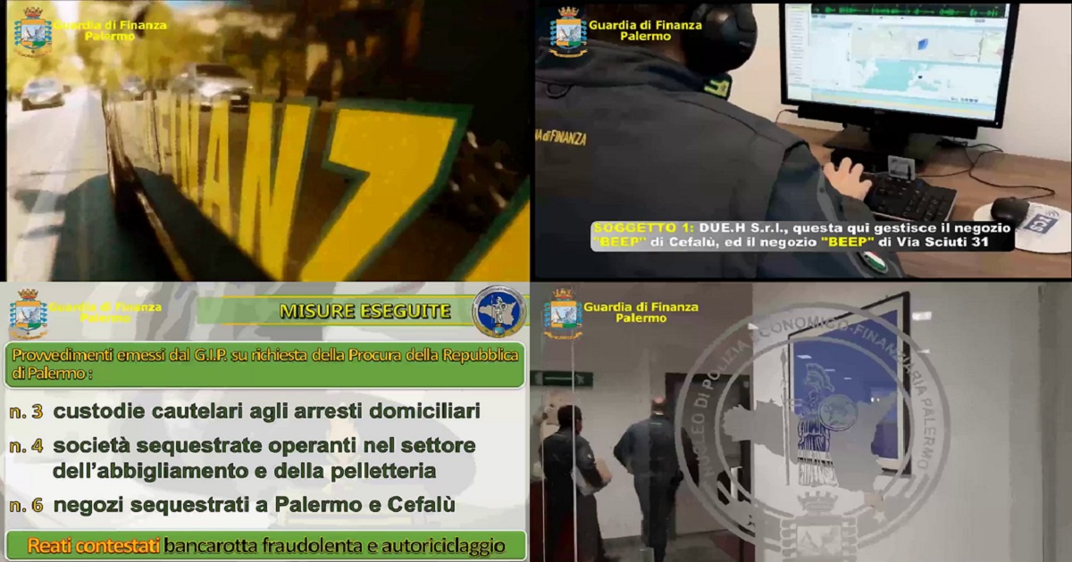 La GdF di Palermo ha eseguito 3 misure cautelari per il fallimento della Hessian-negozi