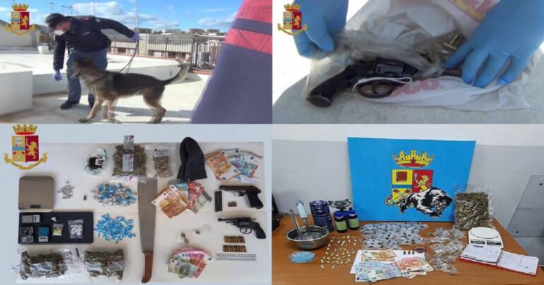 Arresti per droga: 2 pregiudicati; 1 per anche detenzione di munizioni; altri 3 più 12 denunciati