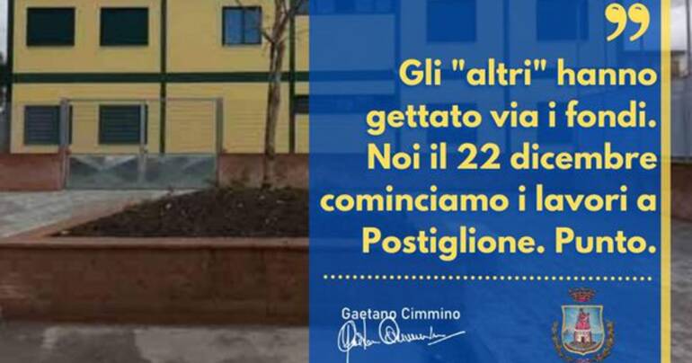 Lavori scuola di postiglione; via libera per la ricostruzione