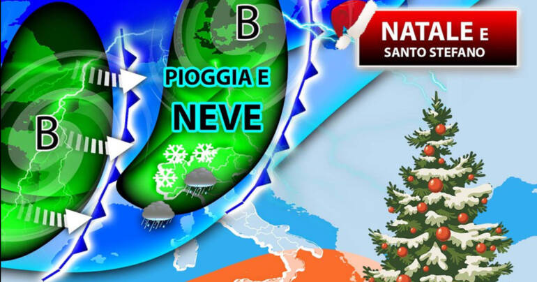 Meteo Natale e Santo Stefano con forte maltempo con Pioggia e Neve