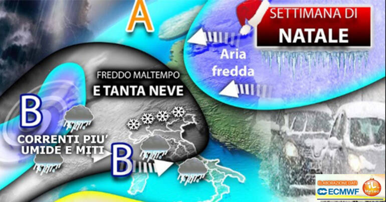 Meteo settimana di Natale: Italia nel Maltempo e spazio anche alla Neve