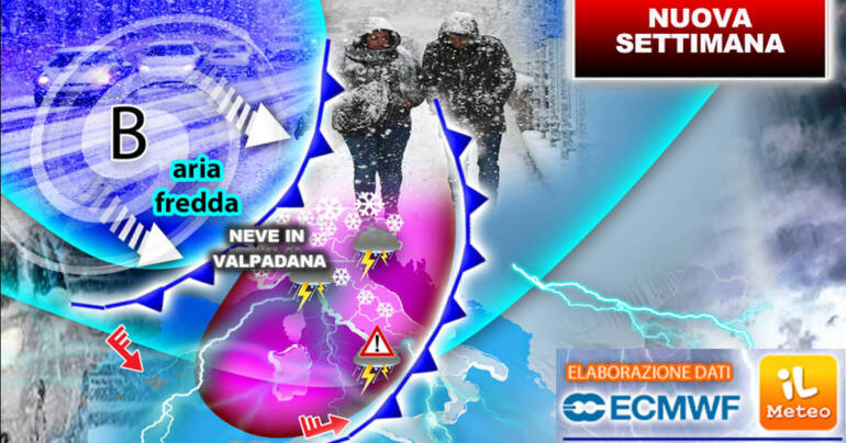 Perturbazione verso Sud, Immacolata con Neve copiosa in Val padana