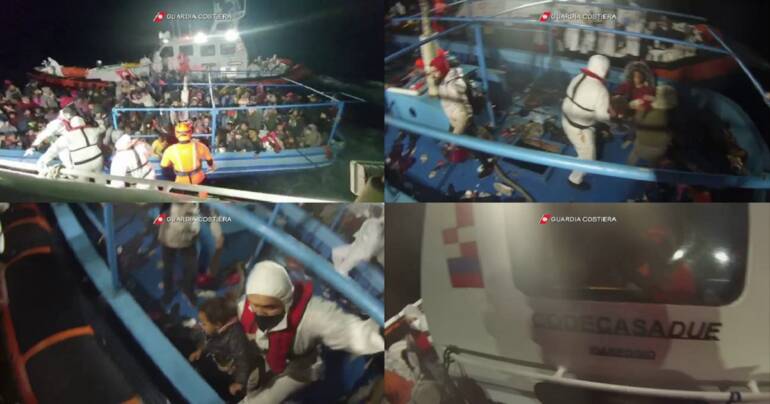 La Guardia costiera ha tratto in salvo 305 migranti in difficoltà a circa 20 miglia dalle coste italiane