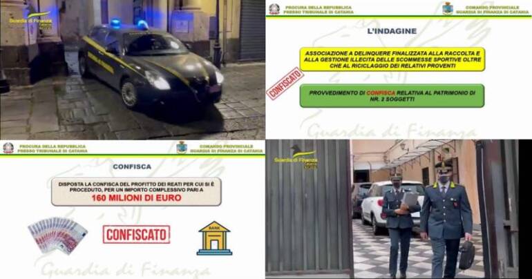 Scommesse clandestine, riciclaggio ed evasione fiscale: sequestrati beni per 160 milioni di euro