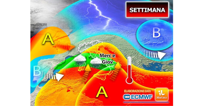 Meteo: l’Anticiclone non dura, da Mercoledì tornano Temporali e Neve
