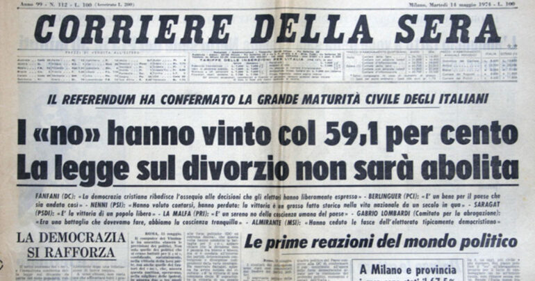 12 Maggio 1974: storia divorzio e referendum abrogativo