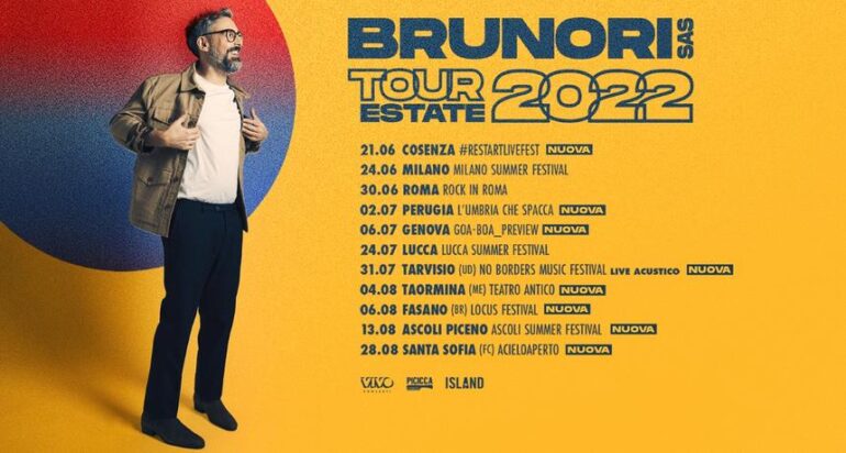 BRUNORI SAS ESTATE 2022: le 8 nuove date del tour