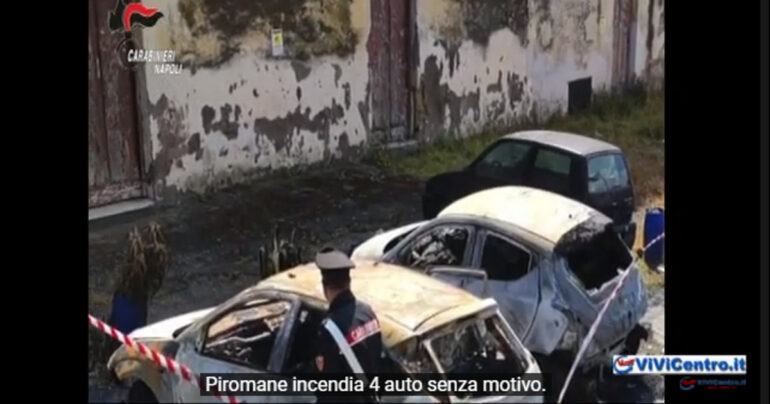 Torre del Greco. Piromane incendia 4 auto senza motivo. Arrestato VIDEO