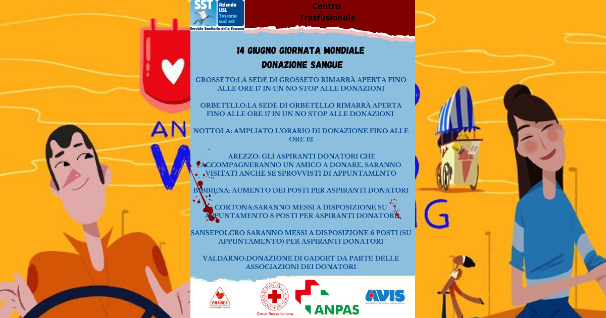 Giornata Mondiale del donatore di sangue 14 giugno