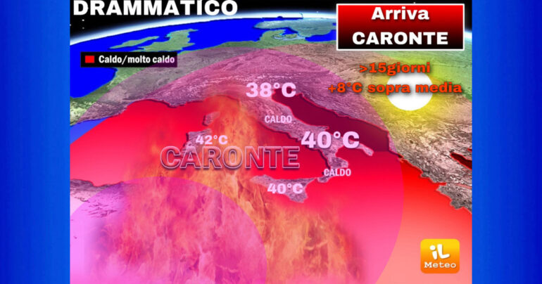 Con Caronte ci sarà un caldo record per ben 15 giorni